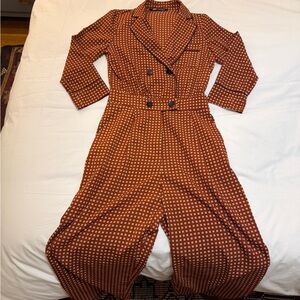 Zara Terracotta Jumpsuit with Black Trim